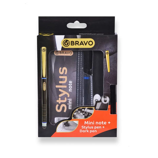 Bravo Stylus Pen + Mini Notebook + Dark Blue Pen