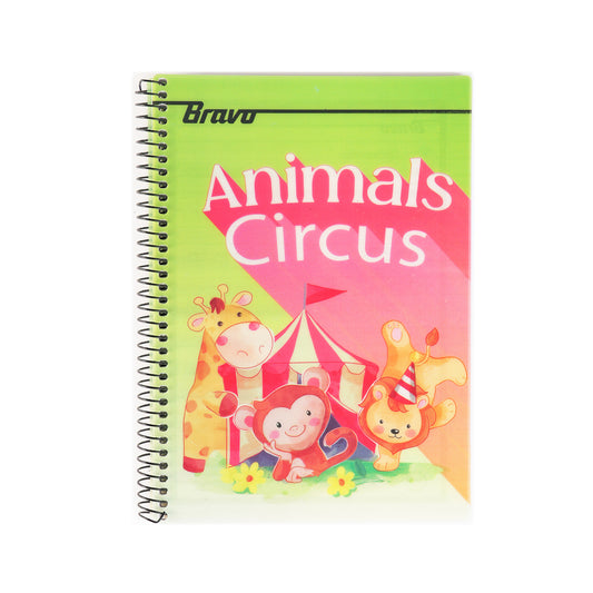 Medium Spiral Notebook - 2 Plastic Covers - Assorted Designs - Pack of 5 - 80 Sheets