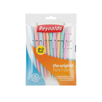 Reynolds 040 – Pack of 10 - Pastel Colors - (Blue Ink Color)